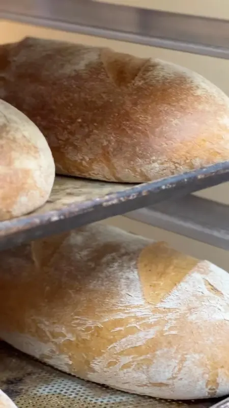 Fresh bread on the rack